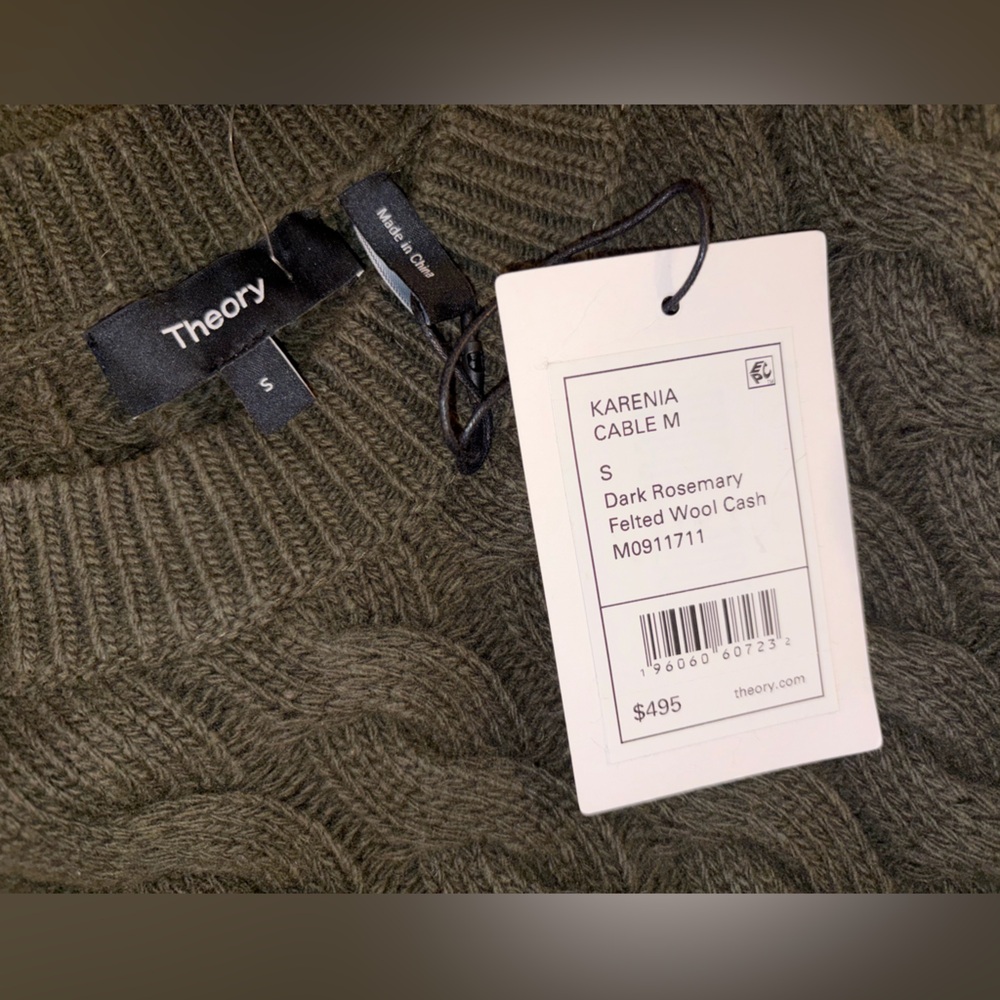 Theory Karenia Cable knit Rosemary Green Sweater - Picture 4 of 6